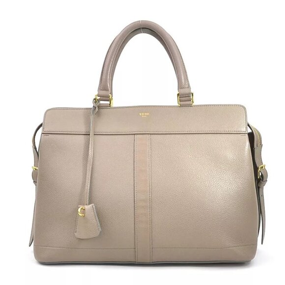 Auth CELINE Handbag Beige Leather - - Picture 1 of 14